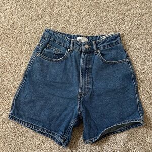 Zara Vintage-Inspired High-Waist Dark Denim Shorts